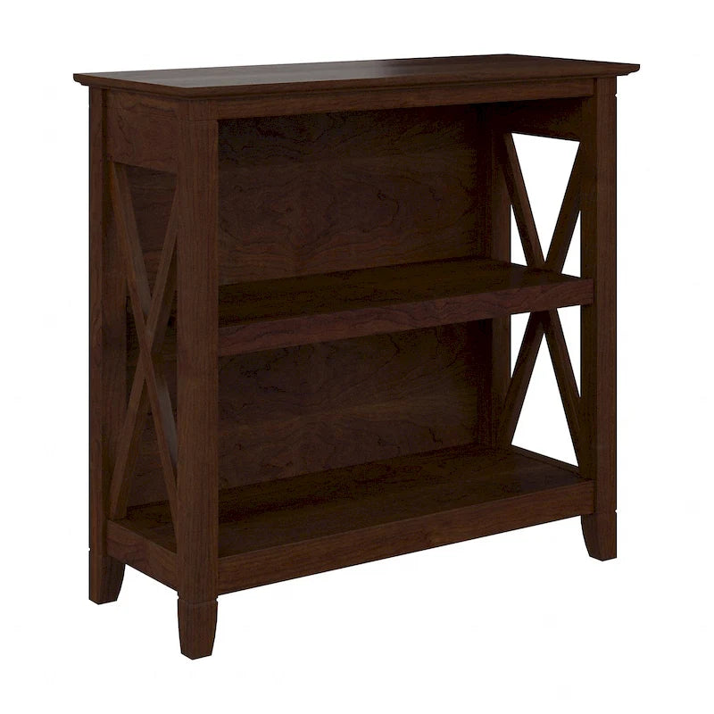 Small 2-Shelf Bookcase with X-Pattern Accents