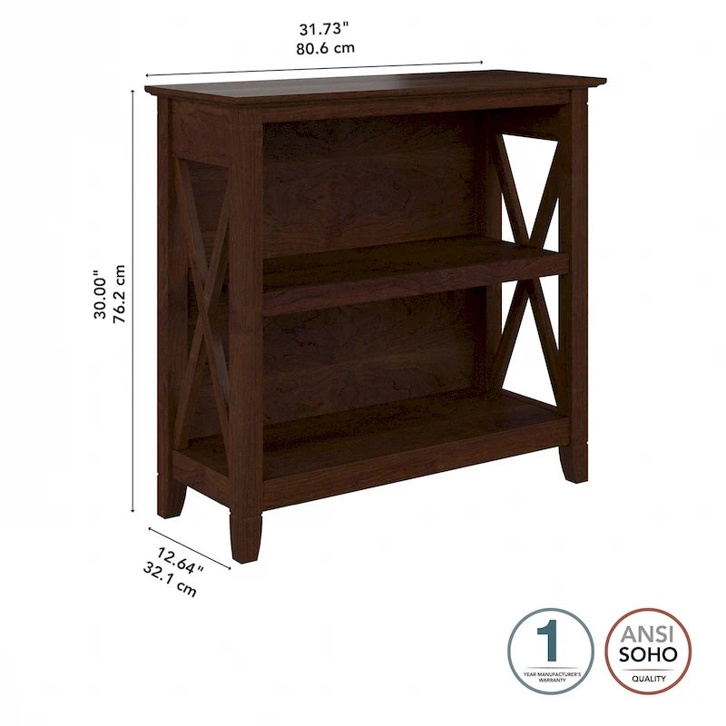 Small 2-Shelf Bookcase with X-Pattern Accents