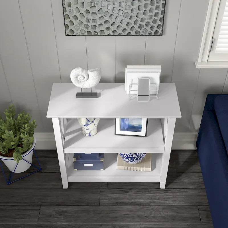 Small 2-Shelf Bookcase with X-Pattern Accents