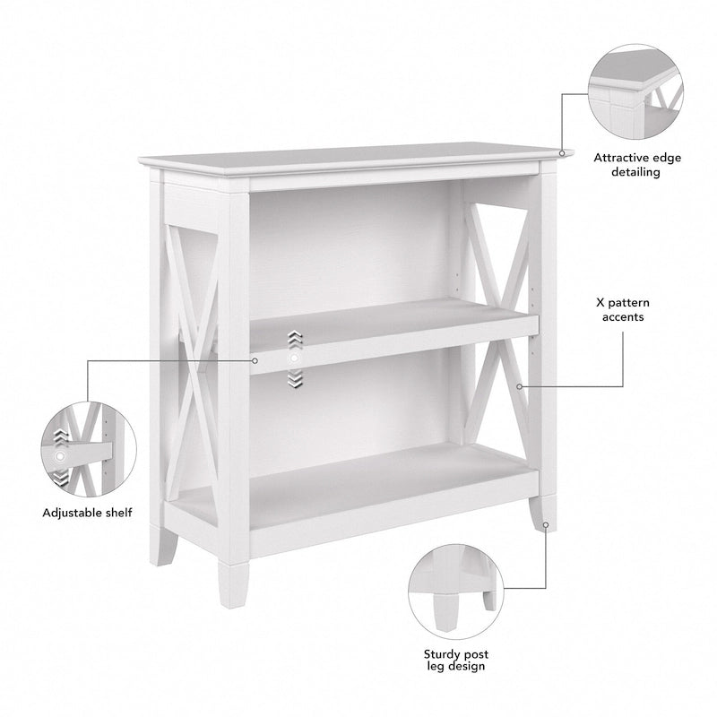 Small 2-Shelf Bookcase with X-Pattern Accents