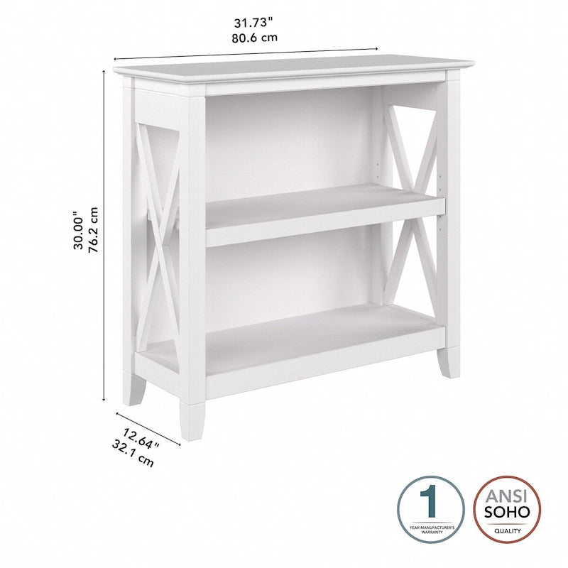 Small 2-Shelf Bookcase with X-Pattern Accents
