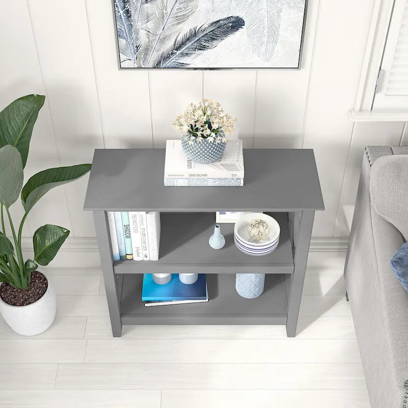 Small 2-Shelf Bookcase with X-Pattern Accents