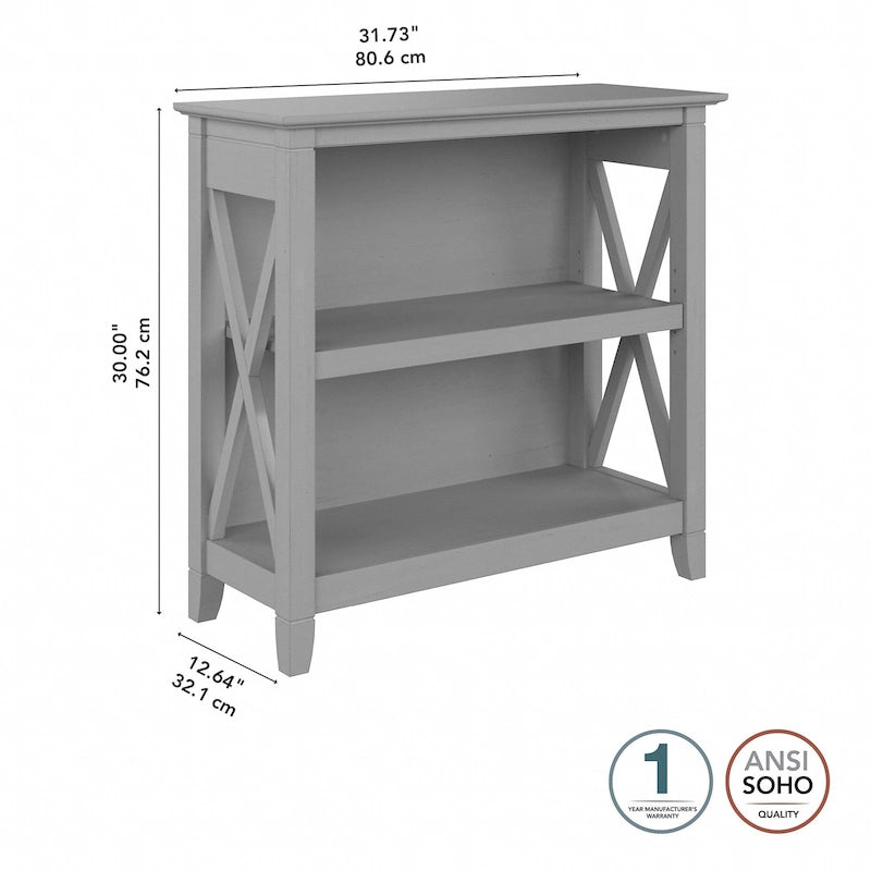 Small 2-Shelf Bookcase with X-Pattern Accents