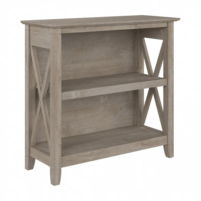 Small 2-Shelf Bookcase with X-Pattern Accents