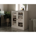32-Inch Solid Wood Bathroom Cabinet with Clear Glass Doors
