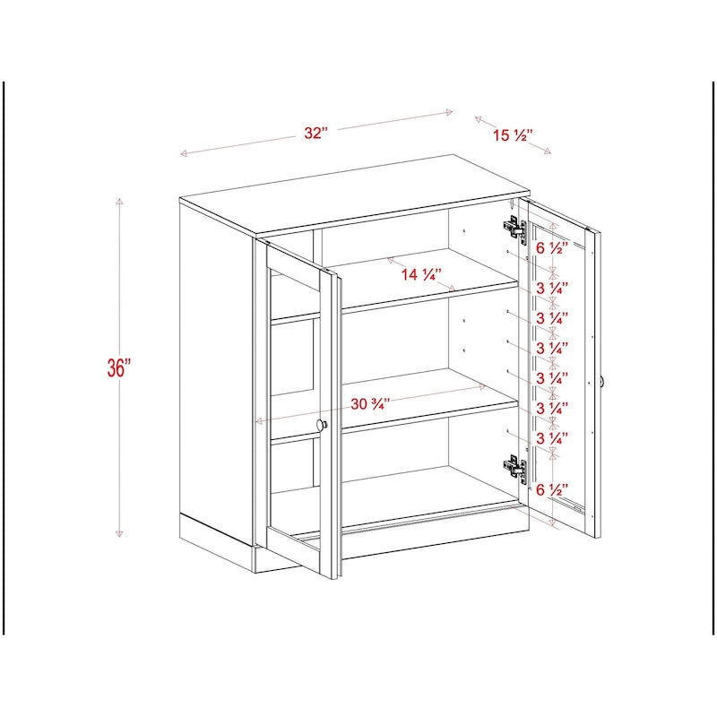 32-Inch Solid Wood Bathroom Cabinet with Clear Glass Doors