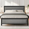 Heavy-Duty Platform Bed Frame with Linen Headboard and Footboard