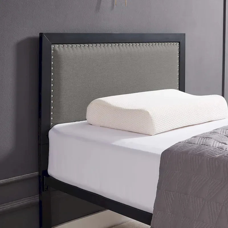 Heavy-Duty Platform Bed Frame with Linen Headboard and Footboard