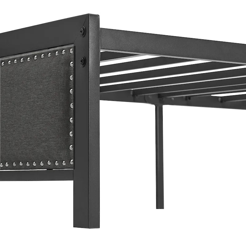 Heavy-Duty Platform Bed Frame with Linen Headboard and Footboard