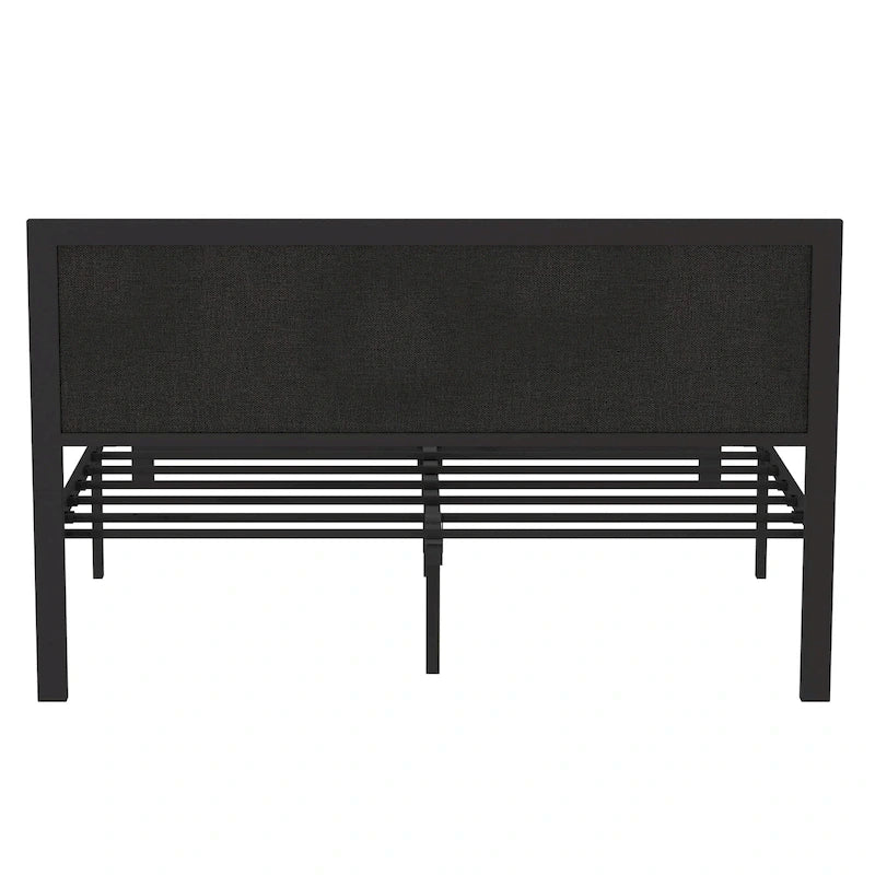 Heavy-Duty Platform Bed Frame with Linen Headboard and Footboard