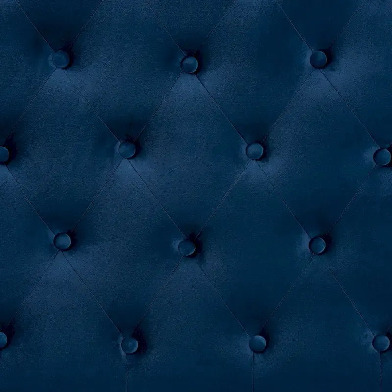 Modern Velvet Button-Tufted Upholstered Headboard, Navy Blue