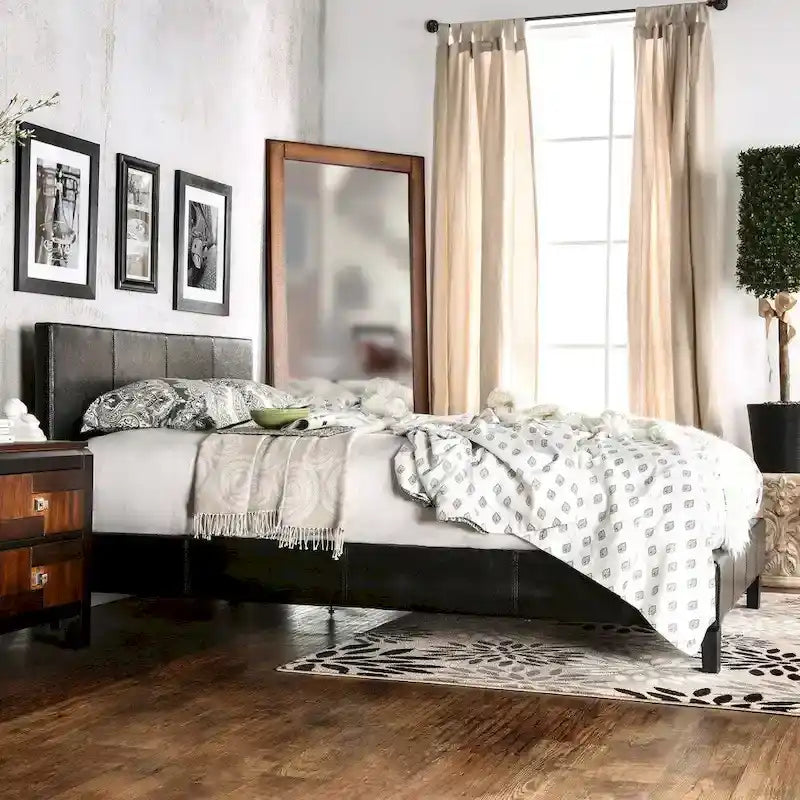 California King Padded Upholstery Platform Bed