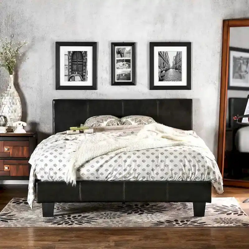 California King Padded Upholstery Platform Bed