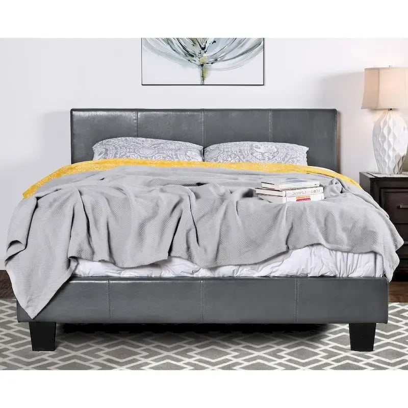 California King Padded Upholstery Platform Bed