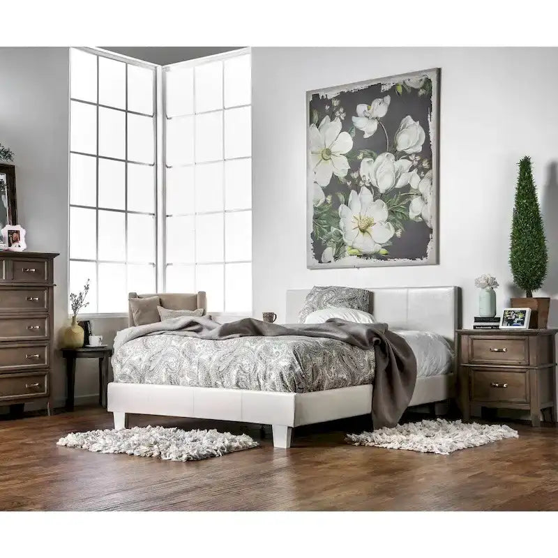 California King Padded Upholstery Platform Bed