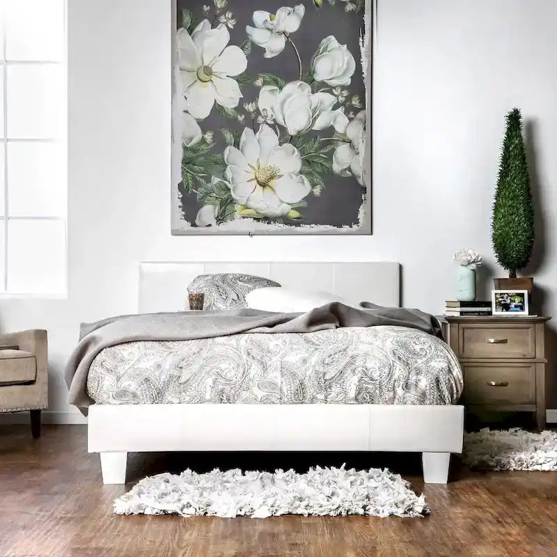 California King Padded Upholstery Platform Bed