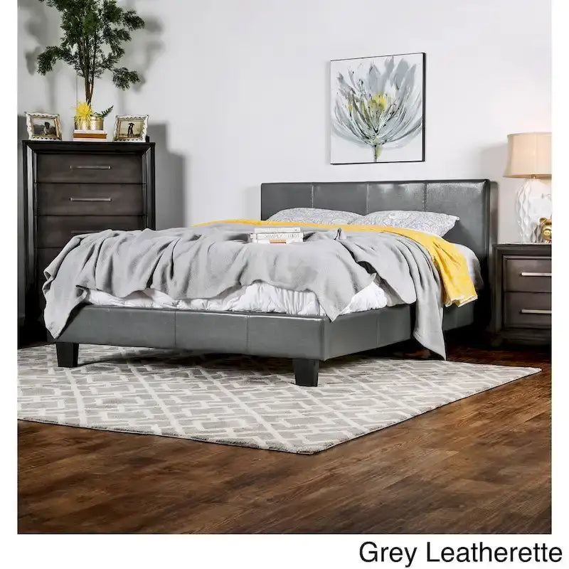 California King Padded Upholstery Platform Bed