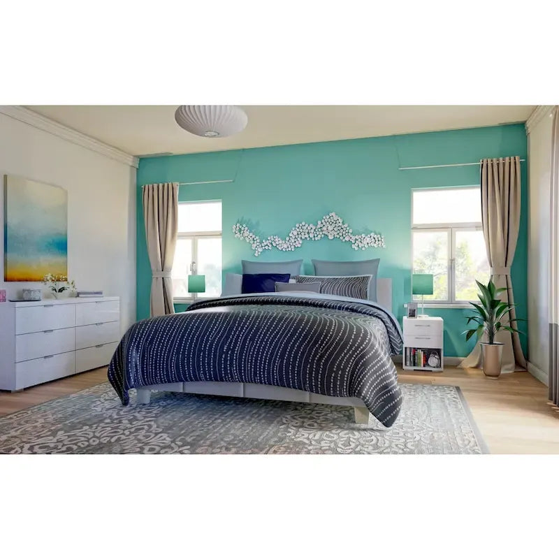 California King Padded Upholstery Platform Bed