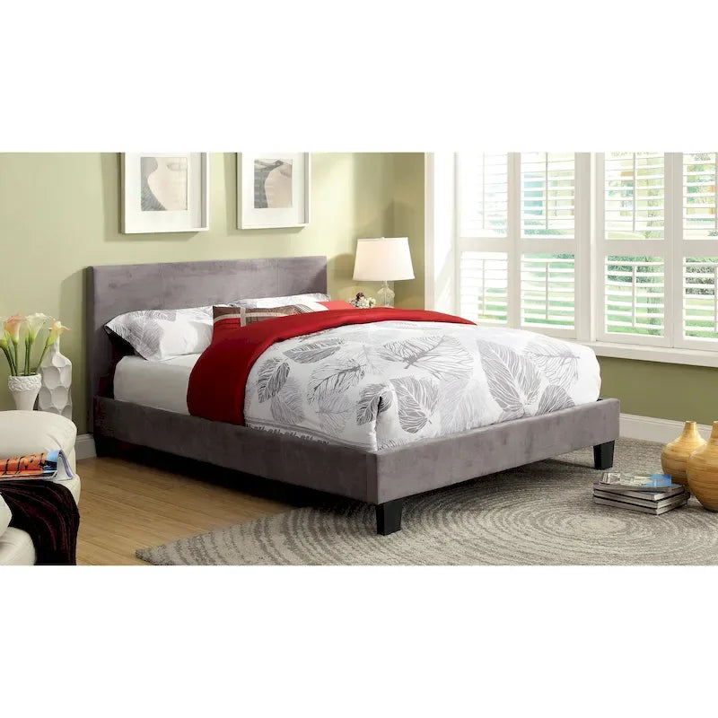 California King Padded Upholstery Platform Bed