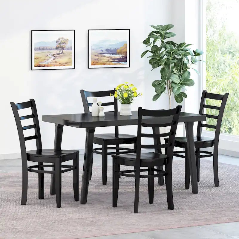 Rubberwood Ladder-Back Dining Chair, Set of 4