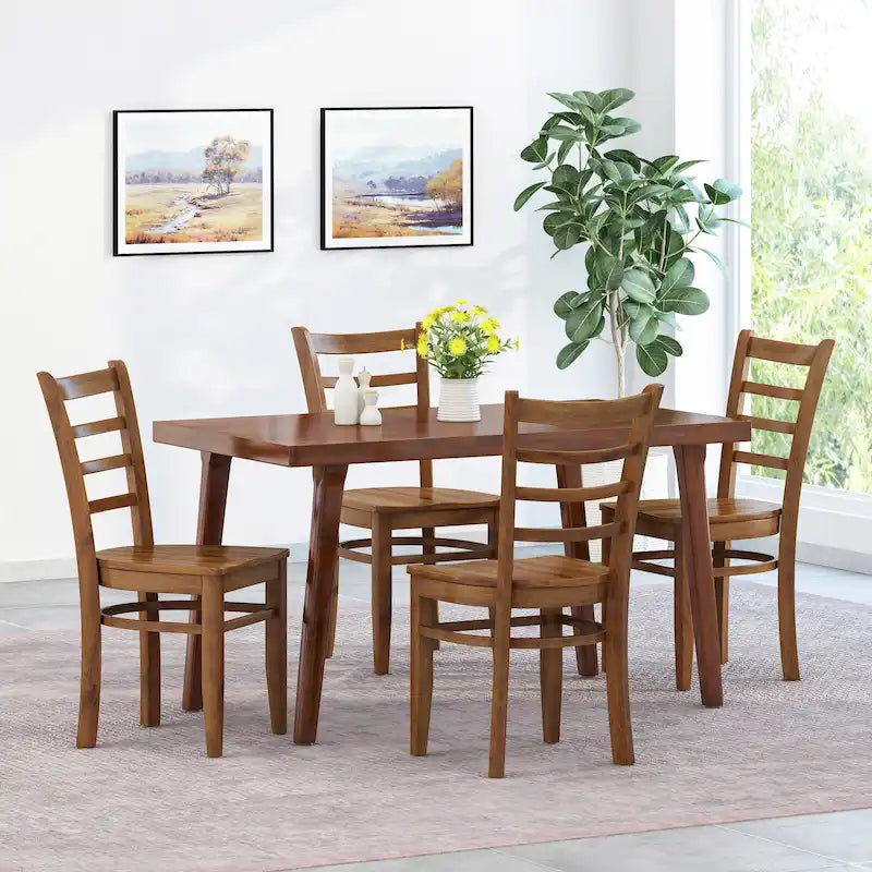 Rubberwood Ladder-Back Dining Chair, Set of 4