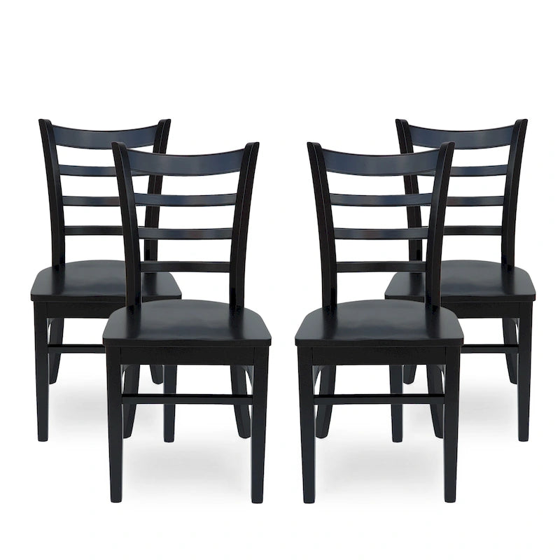 Rubberwood Ladder-Back Dining Chair, Set of 4