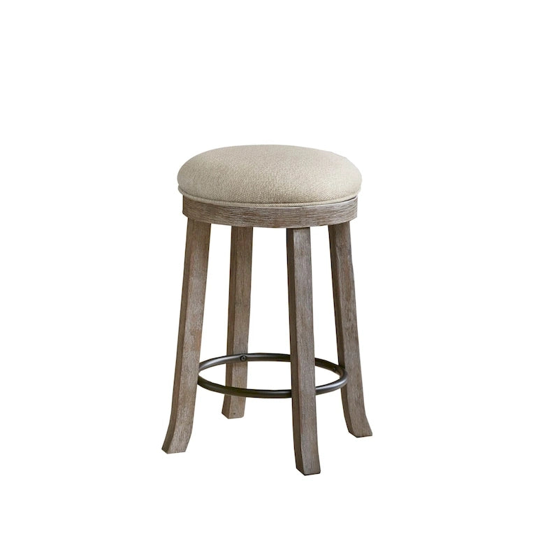 Upholstered Swivel Counter Stool with Aged Oak Finish