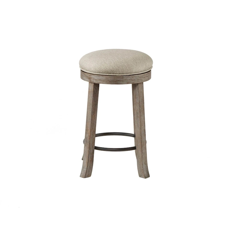 Upholstered Swivel Counter Stool with Aged Oak Finish