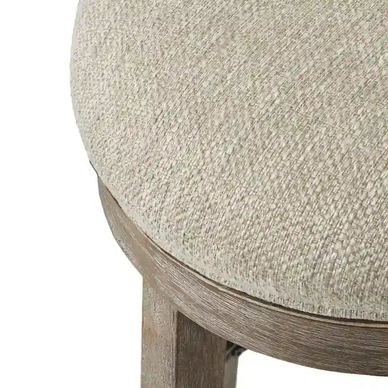 Upholstered Swivel Counter Stool with Aged Oak Finish