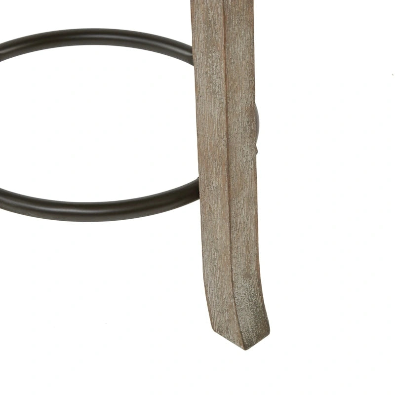 Upholstered Swivel Counter Stool with Aged Oak Finish