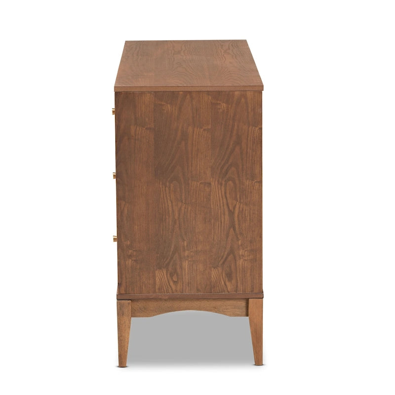 Mid-Century Modern 6-Drawer Dresser with Ash Walnut Finish