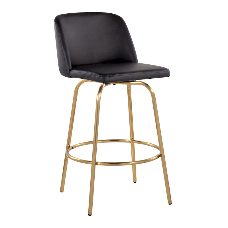 26-Inch Swivel Counter Stool with Gold Metal Base, Set of 2