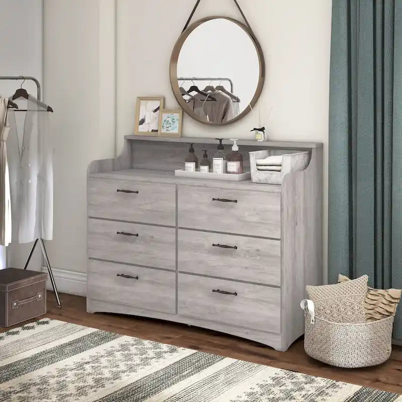 47-Inch Wide 6-Drawer Double Dresser