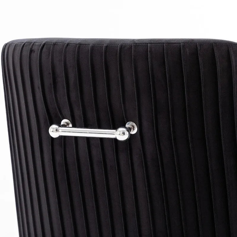 Modern Velvet Pleated Dining Chair with Rear Handle, Set of 6