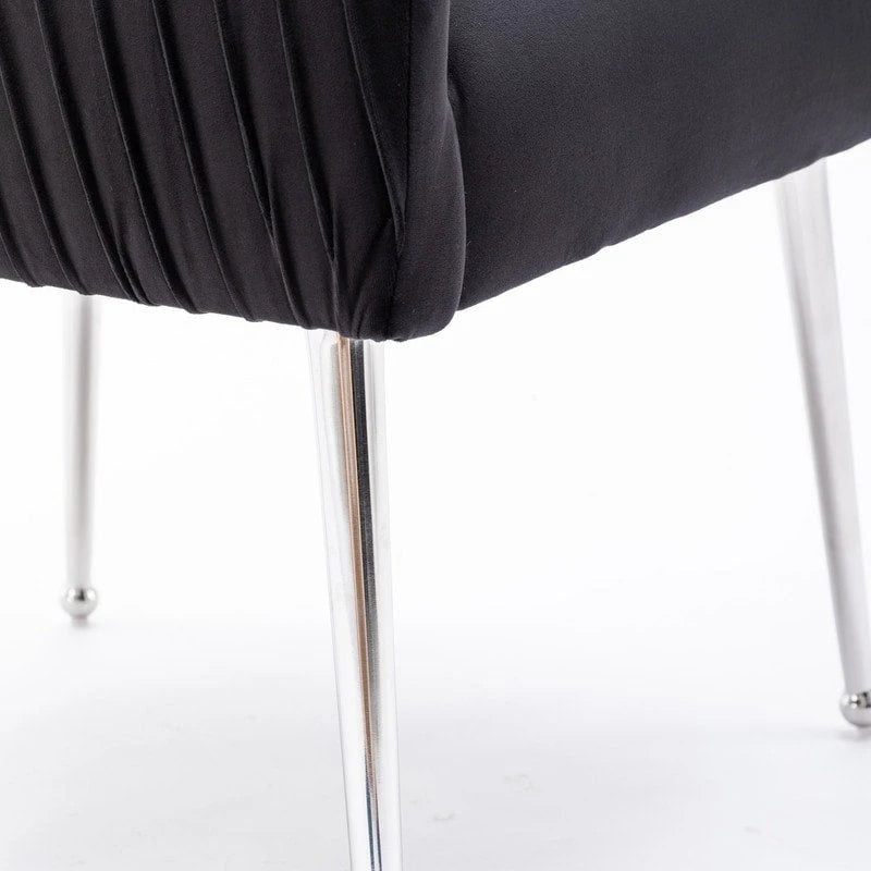 Modern Velvet Pleated Dining Chair with Rear Handle, Set of 6