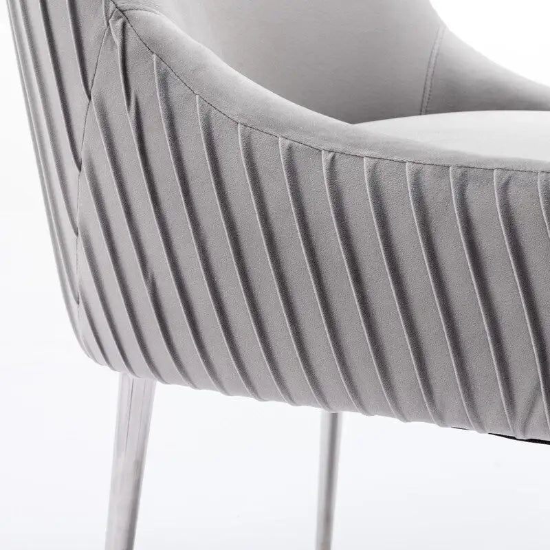 Modern Velvet Pleated Dining Chair with Rear Handle, Set of 6