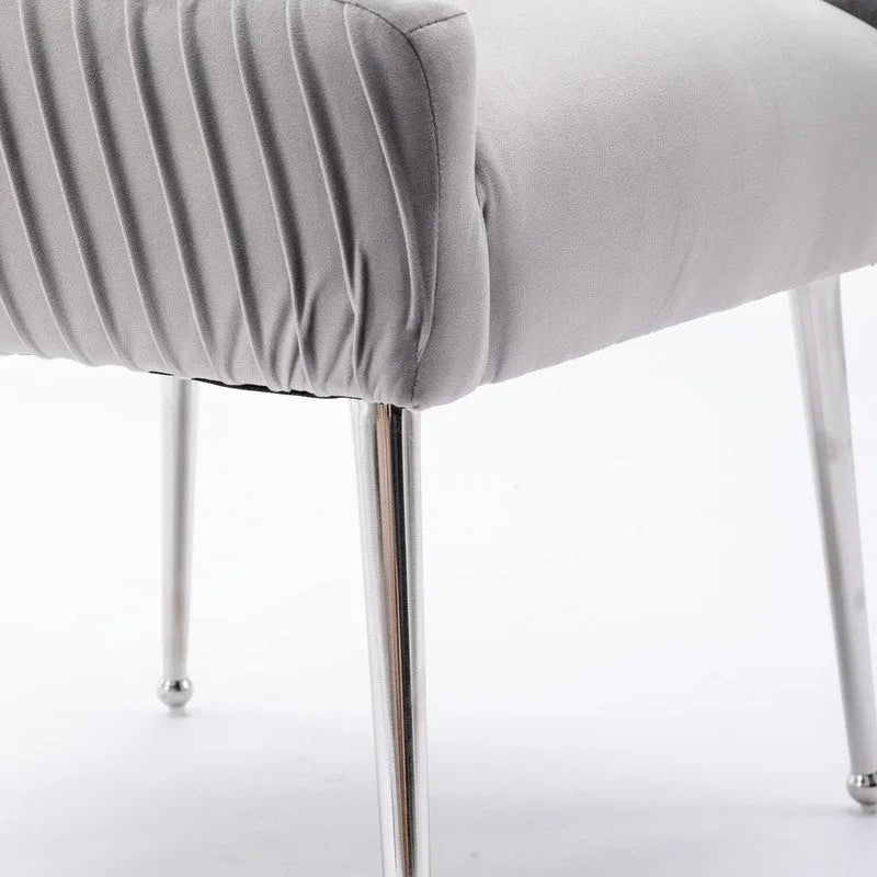 Modern Velvet Pleated Dining Chair with Rear Handle, Set of 6