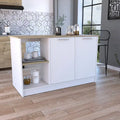 Kitchen Island with Large Top Surface, Cabinet and Open Shelves