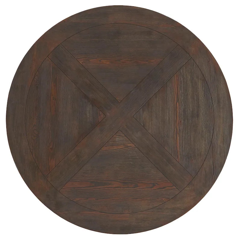 Round Pedestal Dining Table with Reclaimed Wood Finish