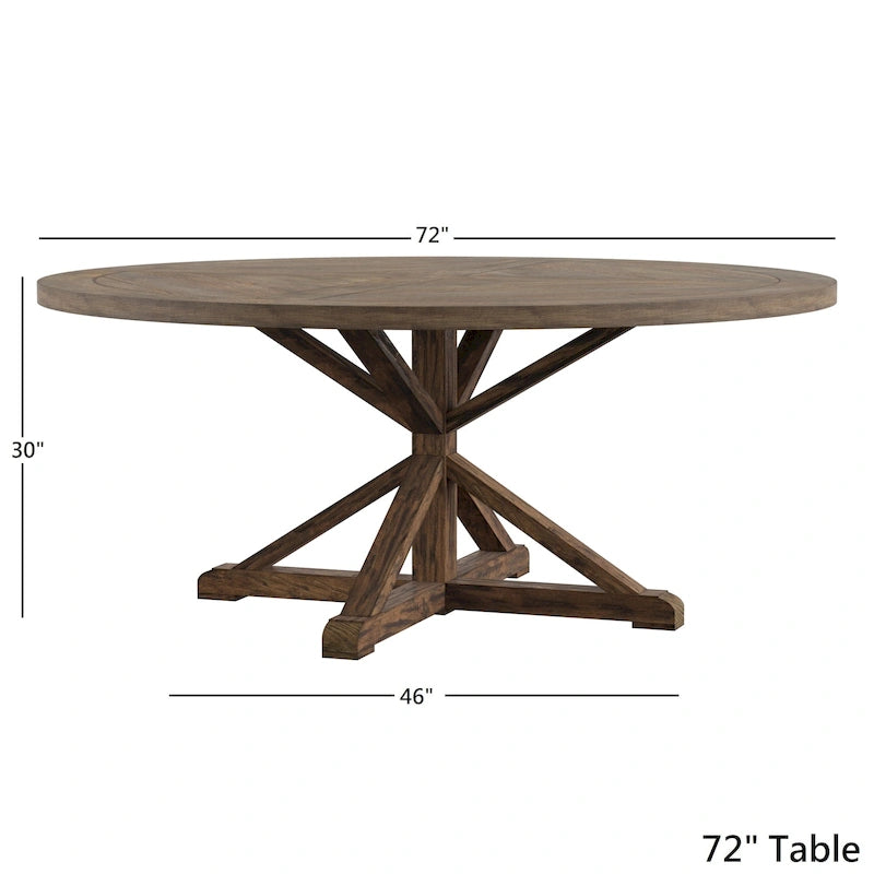 Round Pedestal Dining Table with Reclaimed Wood Finish