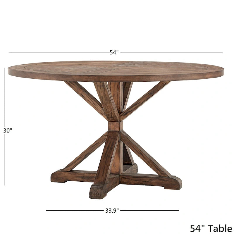 Round Pedestal Dining Table with Reclaimed Wood Finish