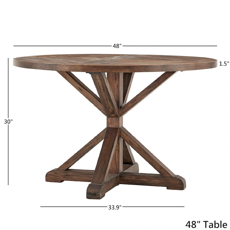 Round Pedestal Dining Table with Reclaimed Wood Finish