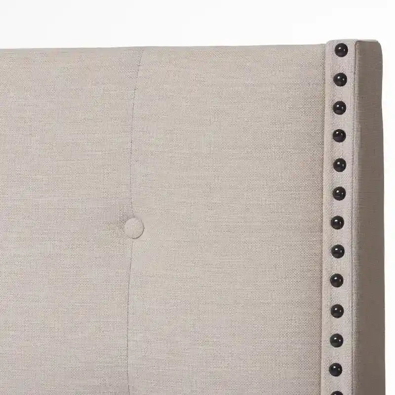 Contemporary Button-Tufted Fabric Upholstered Bed