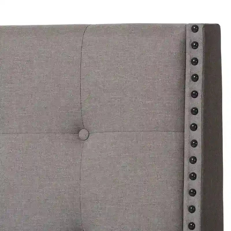 Contemporary Button-Tufted Fabric Upholstered Bed