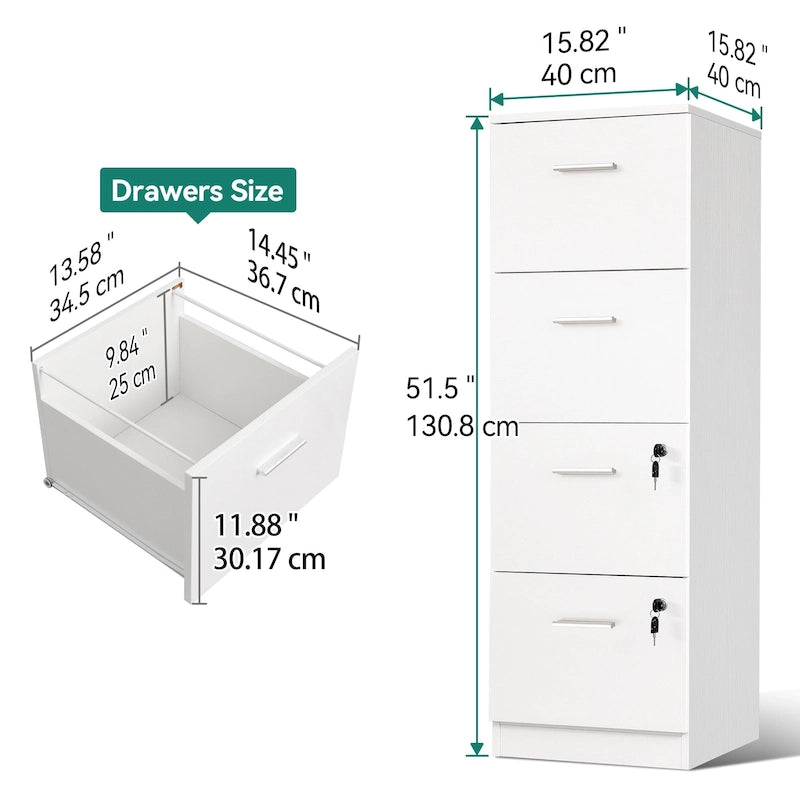 4-Drawer Lockable Vertical File Cabinet for Home Office