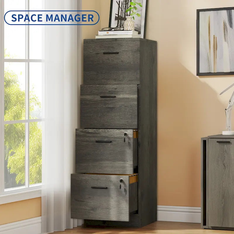 4-Drawer Lockable Vertical File Cabinet for Home Office