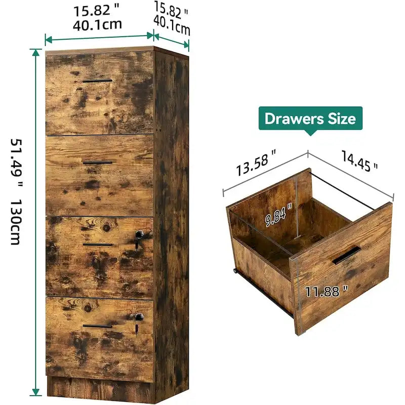 4-Drawer Lockable Vertical File Cabinet for Home Office