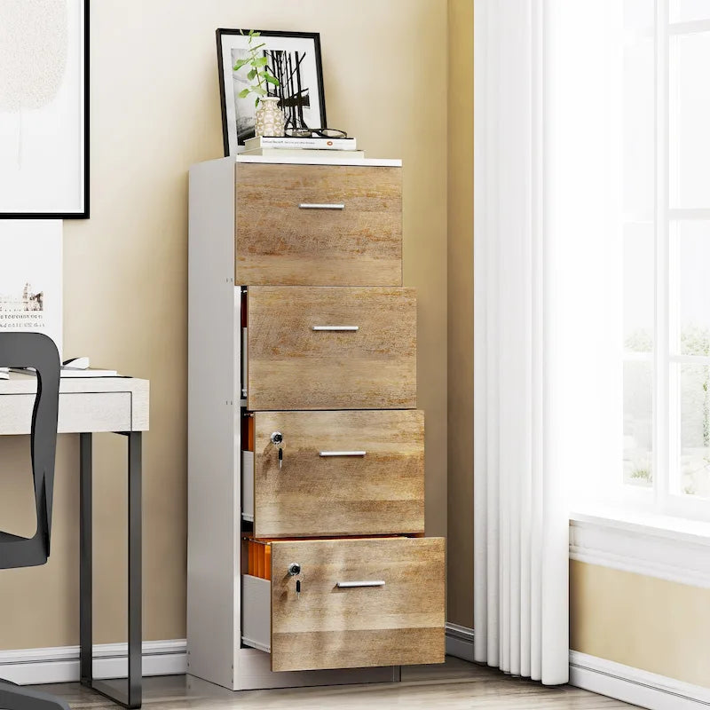 4-Drawer Lockable Vertical File Cabinet for Home Office