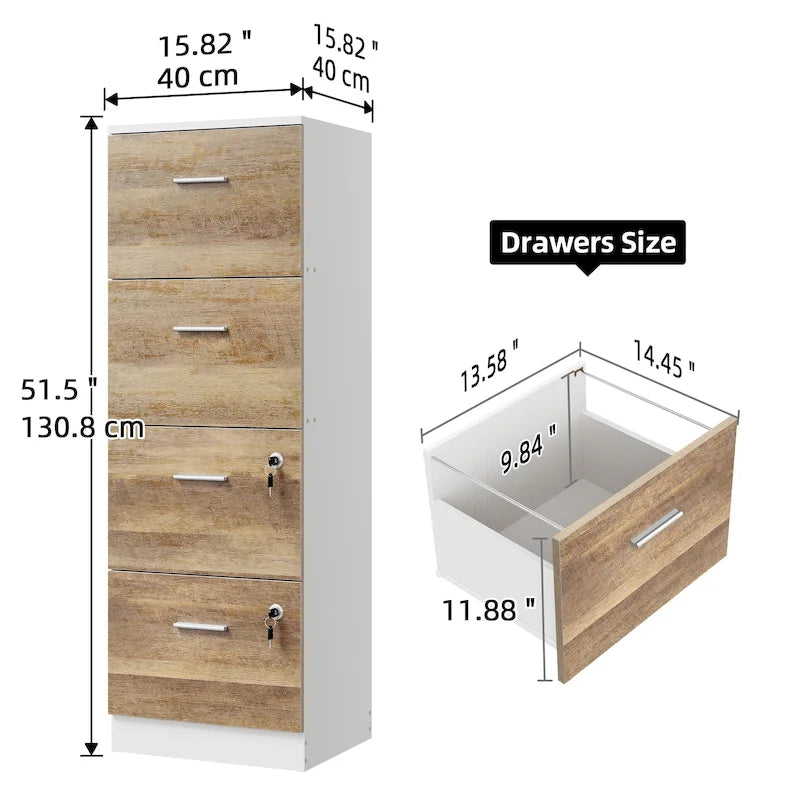 4-Drawer Lockable Vertical File Cabinet for Home Office