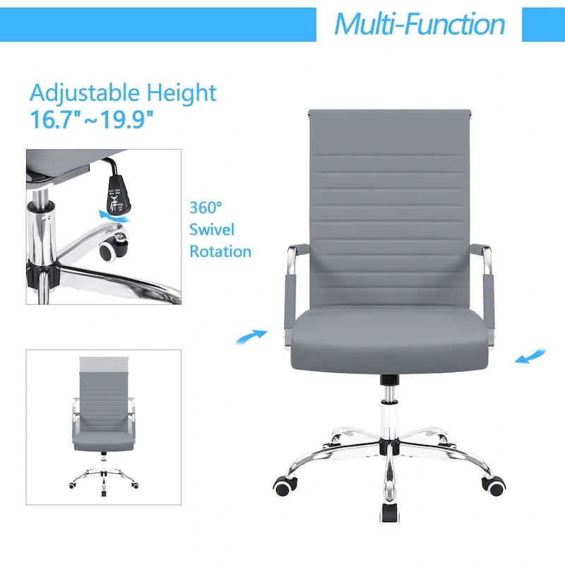 Ribbed High-Back Ergonomic Office Chair